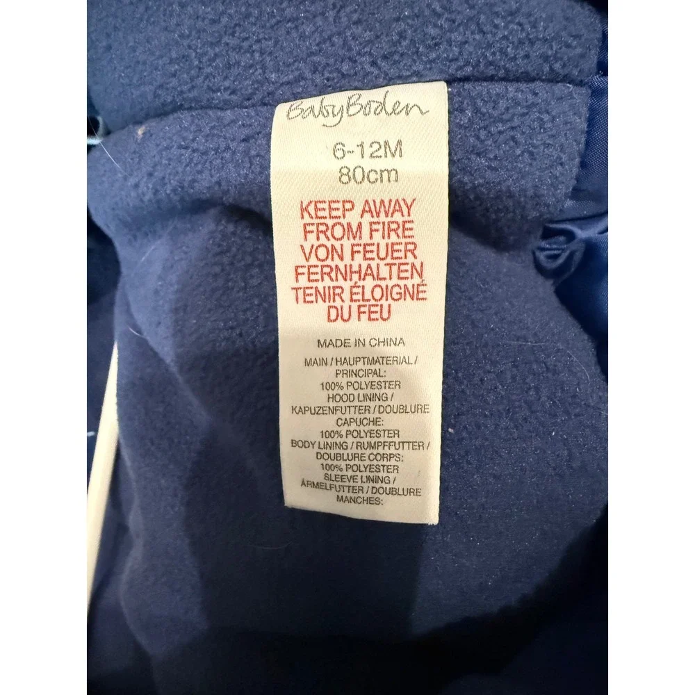 Baby Boden Navy Space Astronaut Fleece Lined Hooded Snowsuit Pram Suit 6-12M